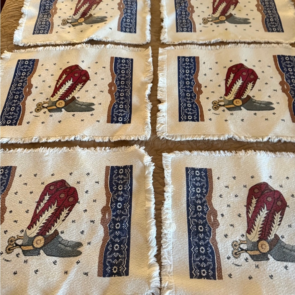 Western Cowboy Boot placemats Set